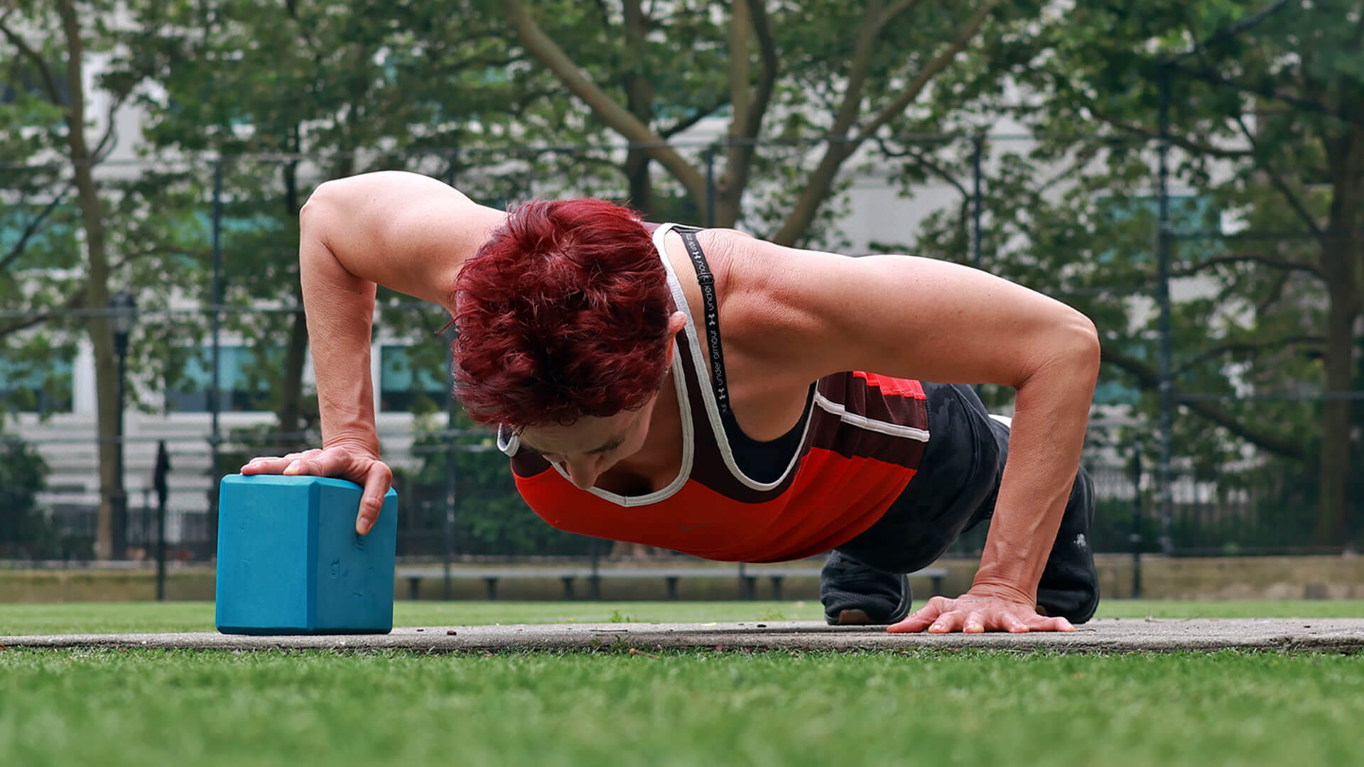 push-up with block
